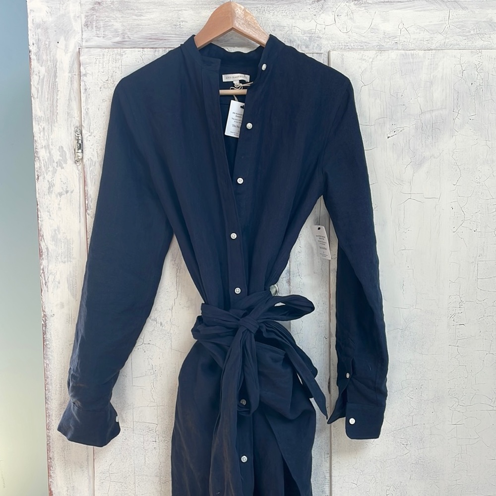 Navy linen wrap dress from Ann Mashburn